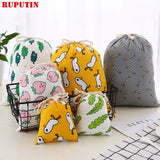 RUPUTIN New Women's Cotton Cartoon Drawstring Bag Travel Makeup Bags Bundle Of Small Pocket Cosmetic Bag Travel Accessories Bags